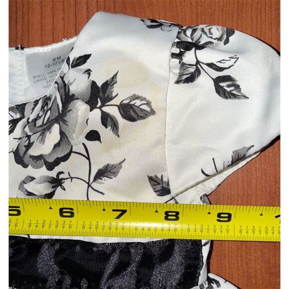 FAO Schwarz Baby Girls Floral Party Dress Size 6M Black black velvet and satin - Picture 8 of 10